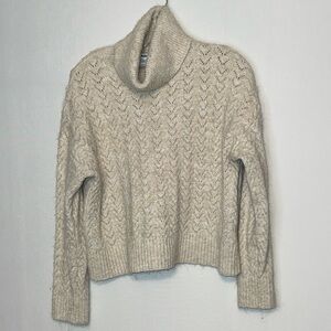 HEAVY Knit Cowl Neck Cable Knit Sweater Old Navy Size M Women's Copped